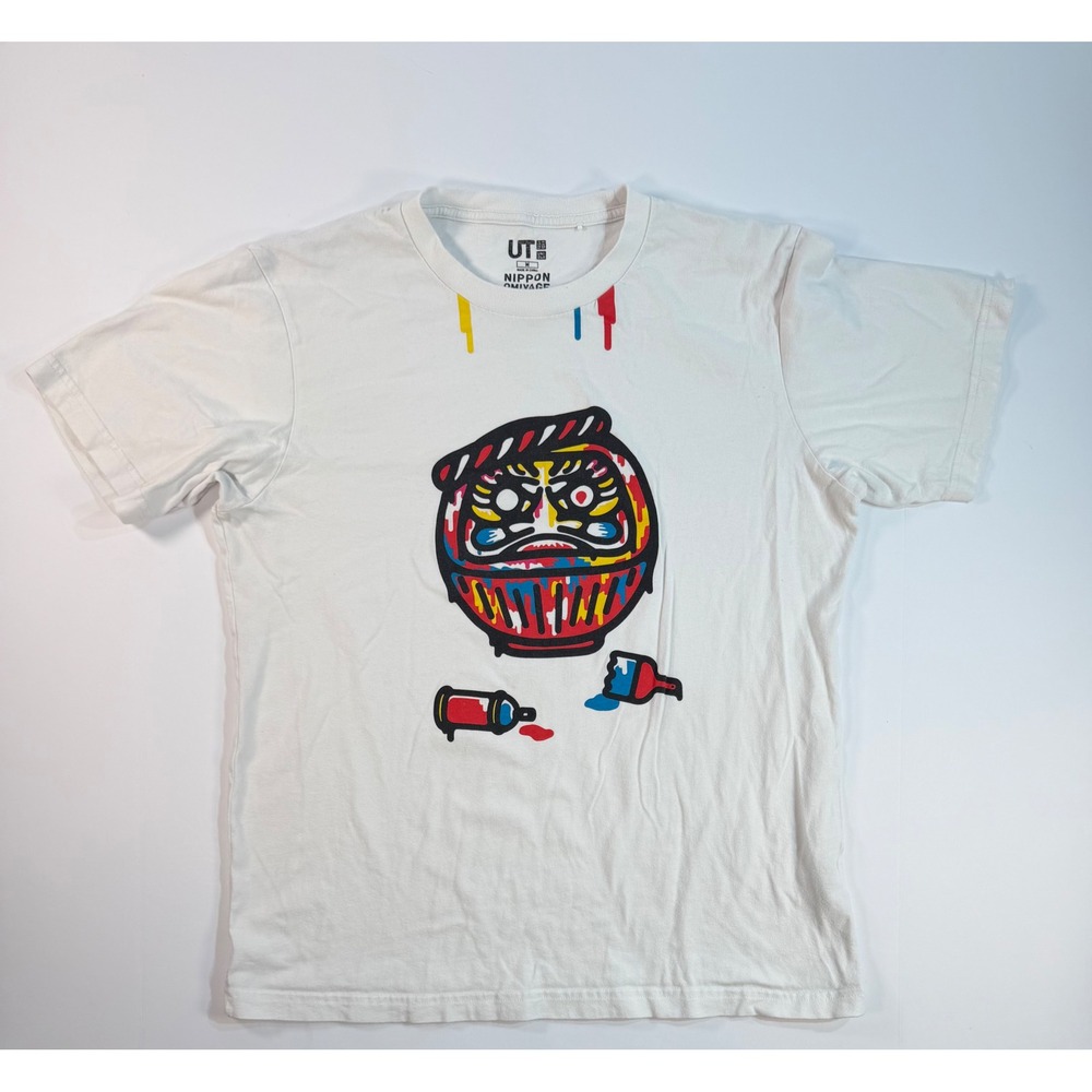 Uniqlo UT Nippon Omiyage Daruma Doll Graphic T-Shirt White Mens Medium